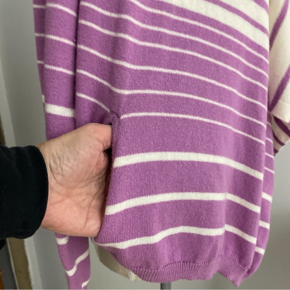 Bcbg Maxazria Cardigan Cotton Cashmere Blend Size XS Purple Ivory Pockets - Picture 5 of 10